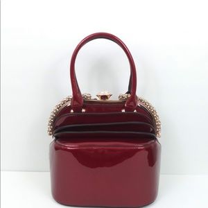 Red Faux Accordion box shaped purse